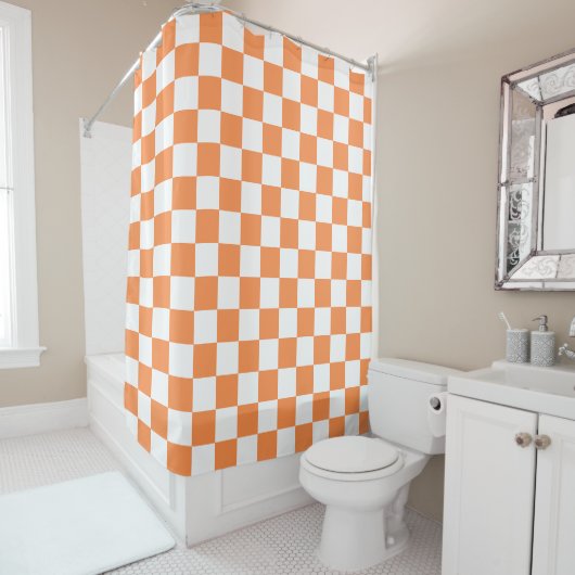 Classic visual orange checkerboard  シャワーカーテン (インサイチュ)