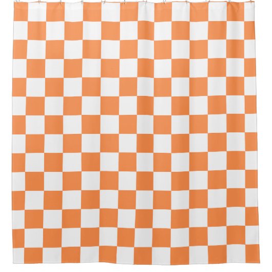 Classic visual orange checkerboard  シャワーカーテン (正面)