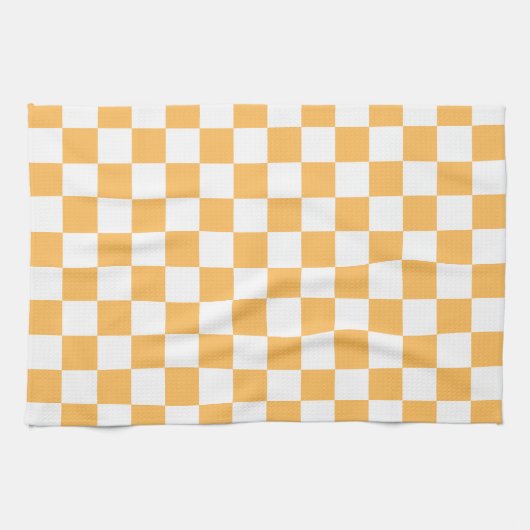 Classic visual peach checkerboard  キッチンタオル (横)