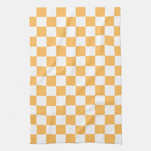 Classic visual peach checkerboard  キッチンタオル (縦)