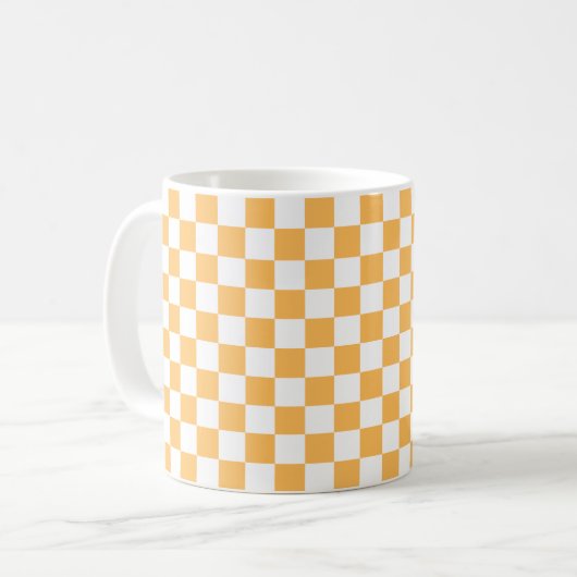 Classic visual peach checkerboard  コーヒーマグカップ (正面左)