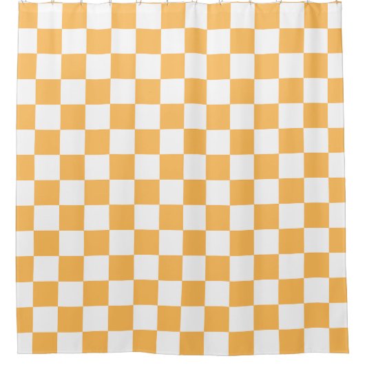 Classic visual peach checkerboard  シャワーカーテン (正面)