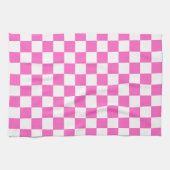 Classic visual pink checkerboard  キッチンタオル (横)