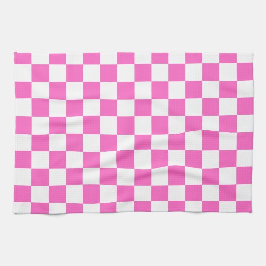 Classic visual pink checkerboard  キッチンタオル (横)