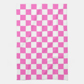 Classic visual pink checkerboard  キッチンタオル (縦)