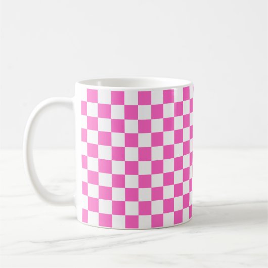Classic visual pink checkerboard  コーヒーマグカップ (左)