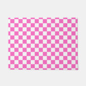 Classic visual pink checkerboard  ドアマット (正面)