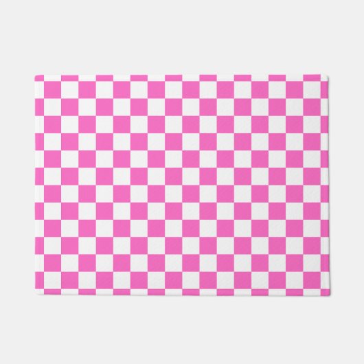 Classic visual pink checkerboard  ドアマット (正面)