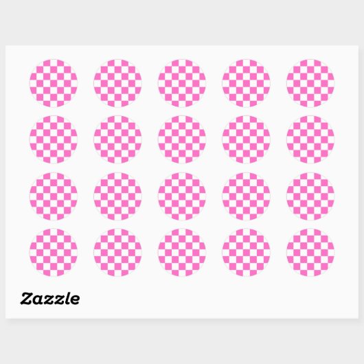 Classic visual pink checkerboard  ラウンドシール (シート)
