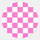 Classic visual pink checkerboard  ラウンドシール (正面)