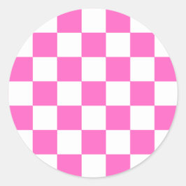 Classic visual pink checkerboard  ラウンドシール