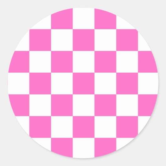 Classic visual pink checkerboard  ラウンドシール (正面)
