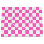 Classic visual pink checkerboard  ラージペーパーバッグ (正面)