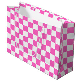 Classic visual pink checkerboard  ラージペーパーバッグ