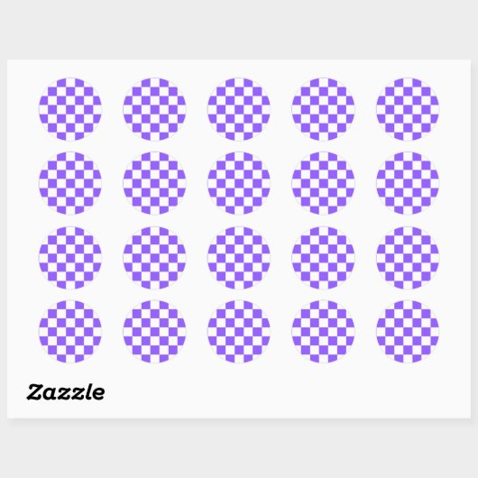 Classic visual purple checkerboard  ラウンドシール (シート)