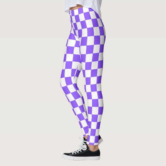 Classic visual purple checkerboard  レギンス (左)