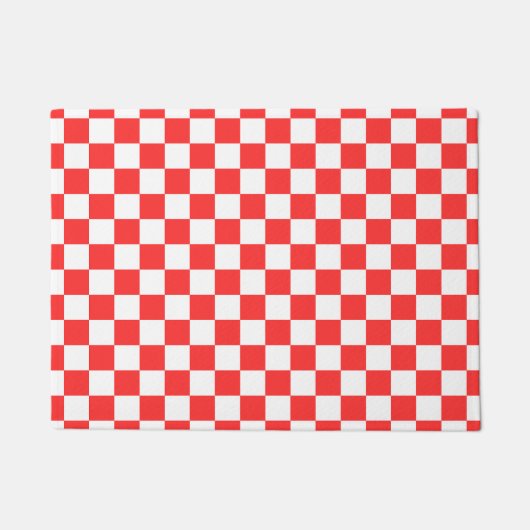 Classic visual red checkerboard  ドアマット (正面)
