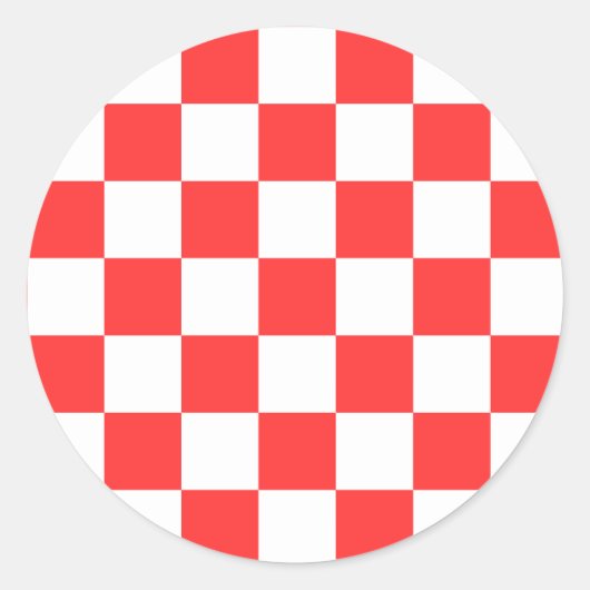 Classic visual red checkerboard  ラウンドシール (正面)