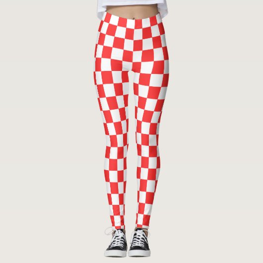 Classic visual red checkerboard  レギンス (正面)