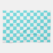 Classic visual turquoise blue checkerboard キッチンタオル (横)