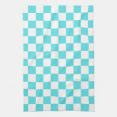 Classic visual turquoise blue checkerboard キッチンタオル (縦)