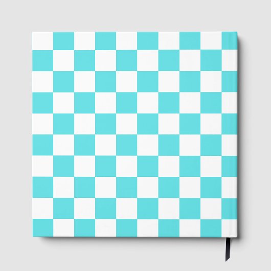 Classic visual turquoise blue checkerboard  ゲストブック (裏面)