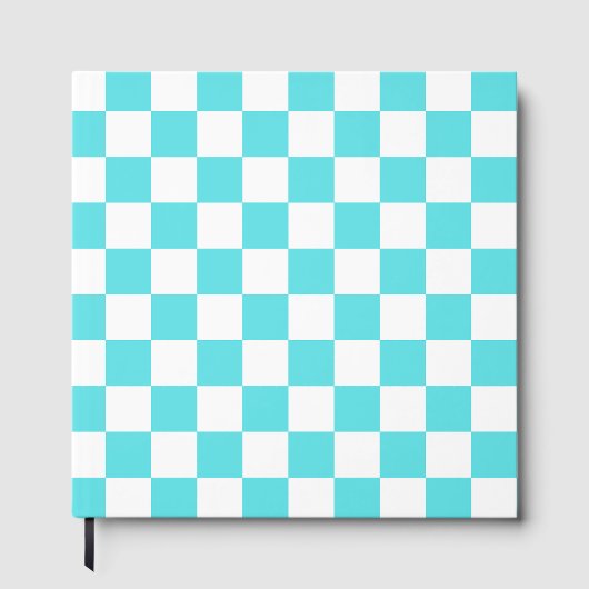 Classic visual turquoise blue checkerboard  ゲストブック (正面)