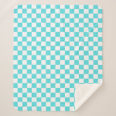 Classic visual turquoise blue checkerboard  シェルパブランケット (正面)