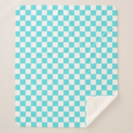 Classic visual turquoise blue checkerboard  シェルパブランケット