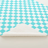 Classic visual turquoise blue checkerboard シェルパブランケット (3/4)