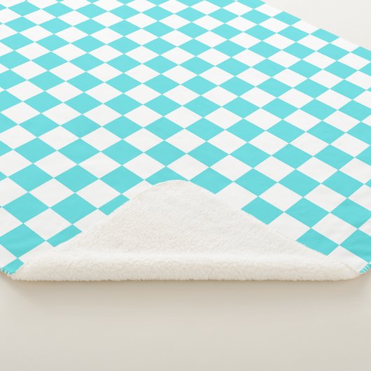 Classic visual turquoise blue checkerboard  シェルパブランケット (3/4)