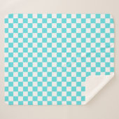 Classic visual turquoise blue checkerboard シェルパブランケット (正面(横))