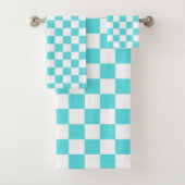 Classic visual turquoise blue checkerboard  バスタオルセット (インサイチュ)