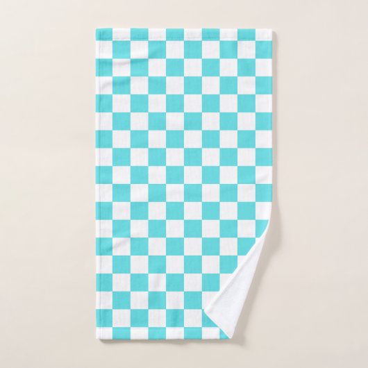 Classic visual turquoise blue checkerboard  バスタオルセット (ハンドタオル)