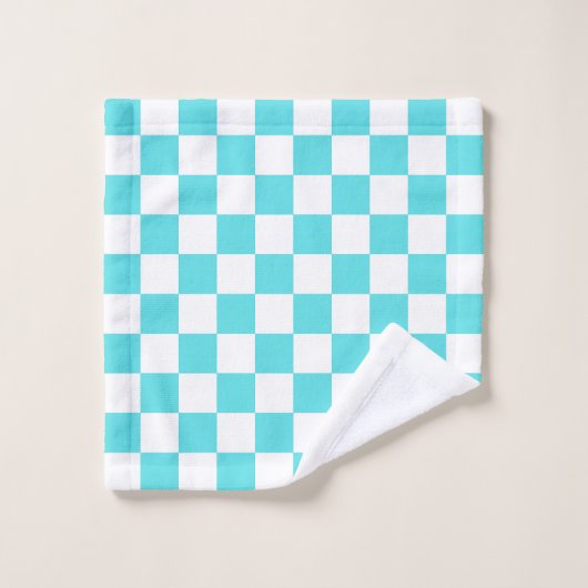 Classic visual turquoise blue checkerboard  バスタオルセット (ウォッシュタオル)