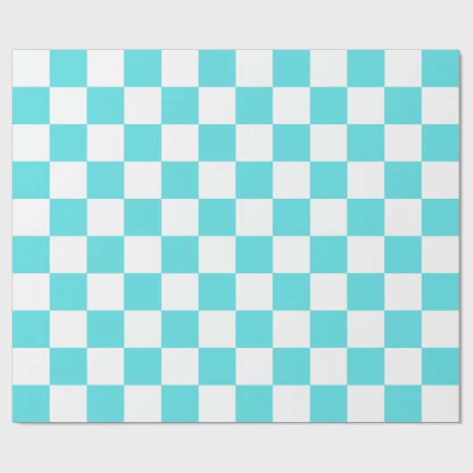 Classic visual turquoise blue checkerboard  ラッピングペーパー (フラット)
