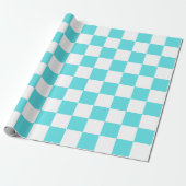 Classic visual turquoise blue checkerboard  ラッピングペーパー (アンロールド)