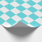 Classic visual turquoise blue checkerboard ラッピングペーパー (角)