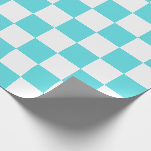 Classic visual turquoise blue checkerboard  ラッピングペーパー (角)