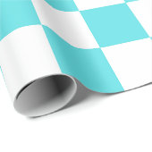 Classic visual turquoise blue checkerboard ラッピングペーパー (ロールコーナー)