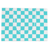Classic visual turquoise blue checkerboard  ラージペーパーバッグ (裏面)