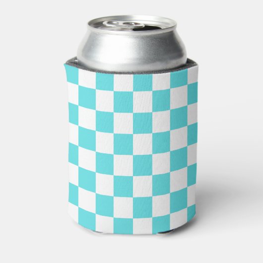 Classic visual turquoise blue checkerboard  缶クーラー (缶裏面)