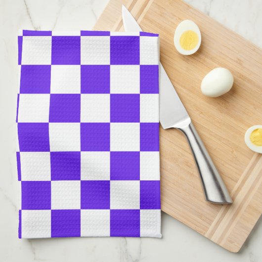 Classic visual violet checkerboard  キッチンタオル (四つ折り)