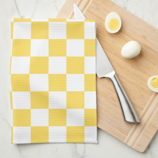 Classic visual yellow checkerboard  キッチンタオル (四つ折り)