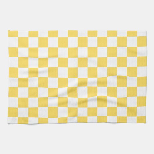 Classic visual yellow checkerboard  キッチンタオル (横)