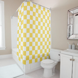 Classic visual yellow checkerboard  シャワーカーテン
