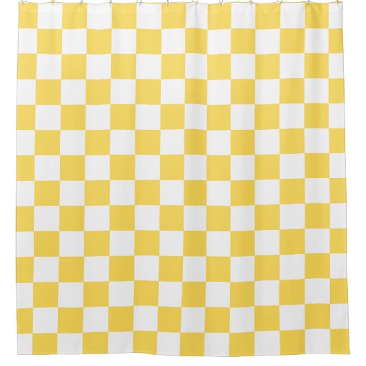 Classic visual yellow checkerboard  シャワーカーテン (正面)