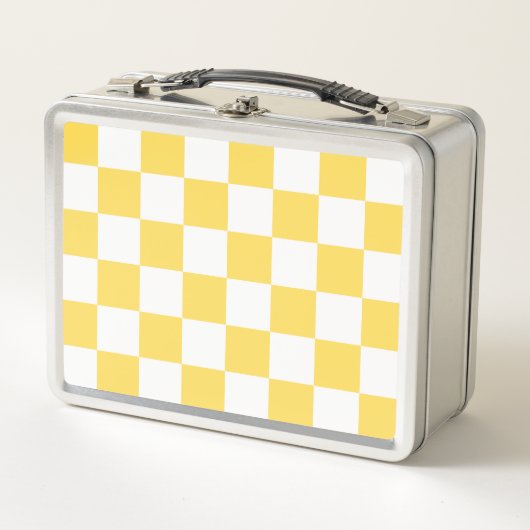 Classic visual yellow checkerboard  メタルランチボックス (正面)