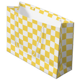 Classic visual yellow checkerboard  ラージペーパーバッグ