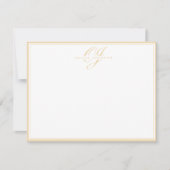 Classic Warm Ochre Monogram Note Card 招待状 (正面)